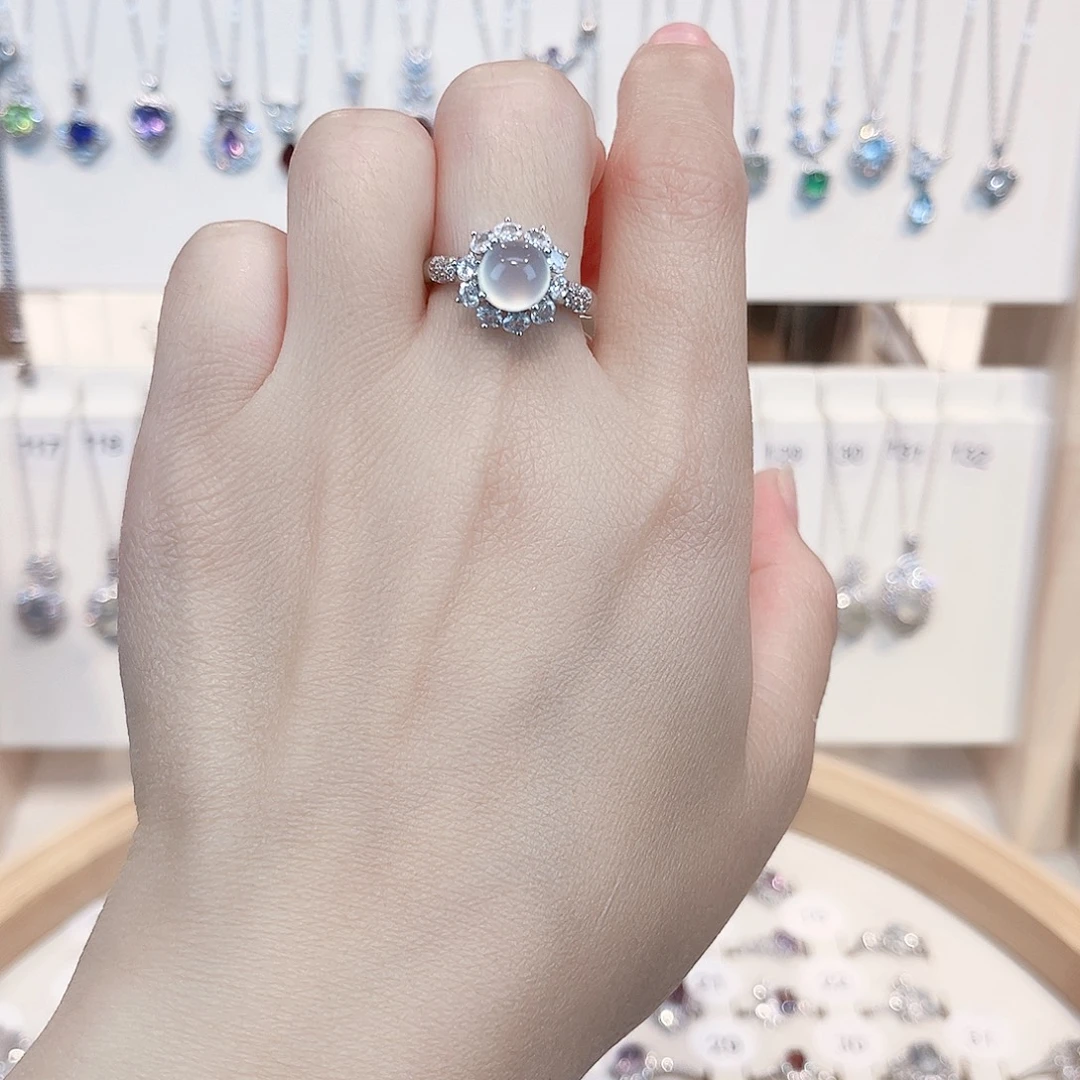 岫玉银S925镶嵌戒指