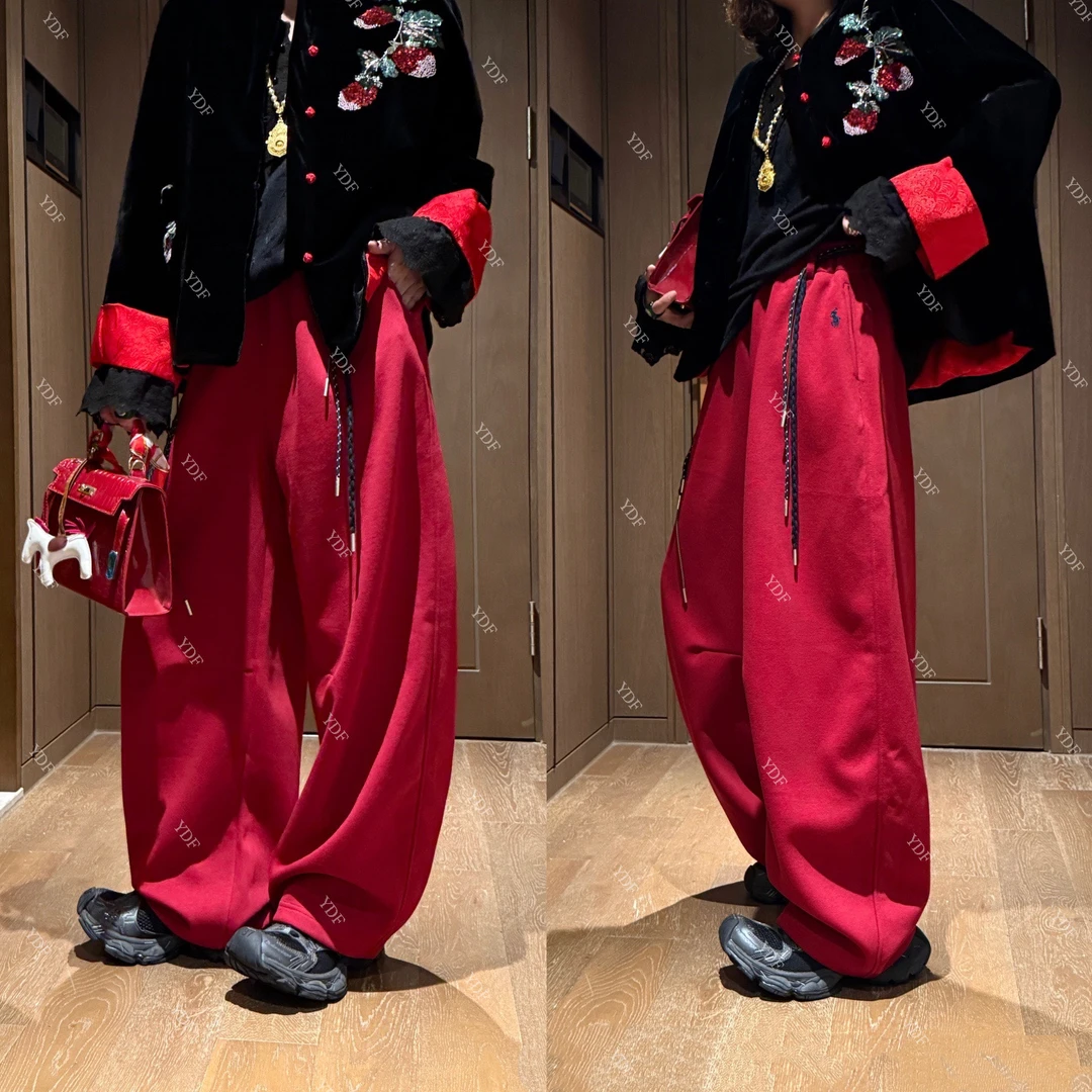 YDFSTUDIO小众【街头日记】欧货高品重工彩带拼接设计弯刀阔腿裤