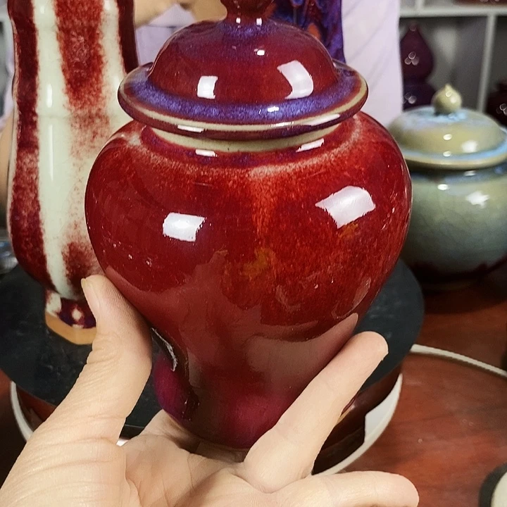 瓷片尚峰钧窑作品茶叶罐