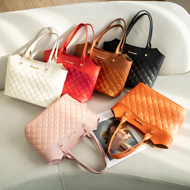 20252025绣花单肩购物袋ladies handbag外贸包包女发时尚女真皮通