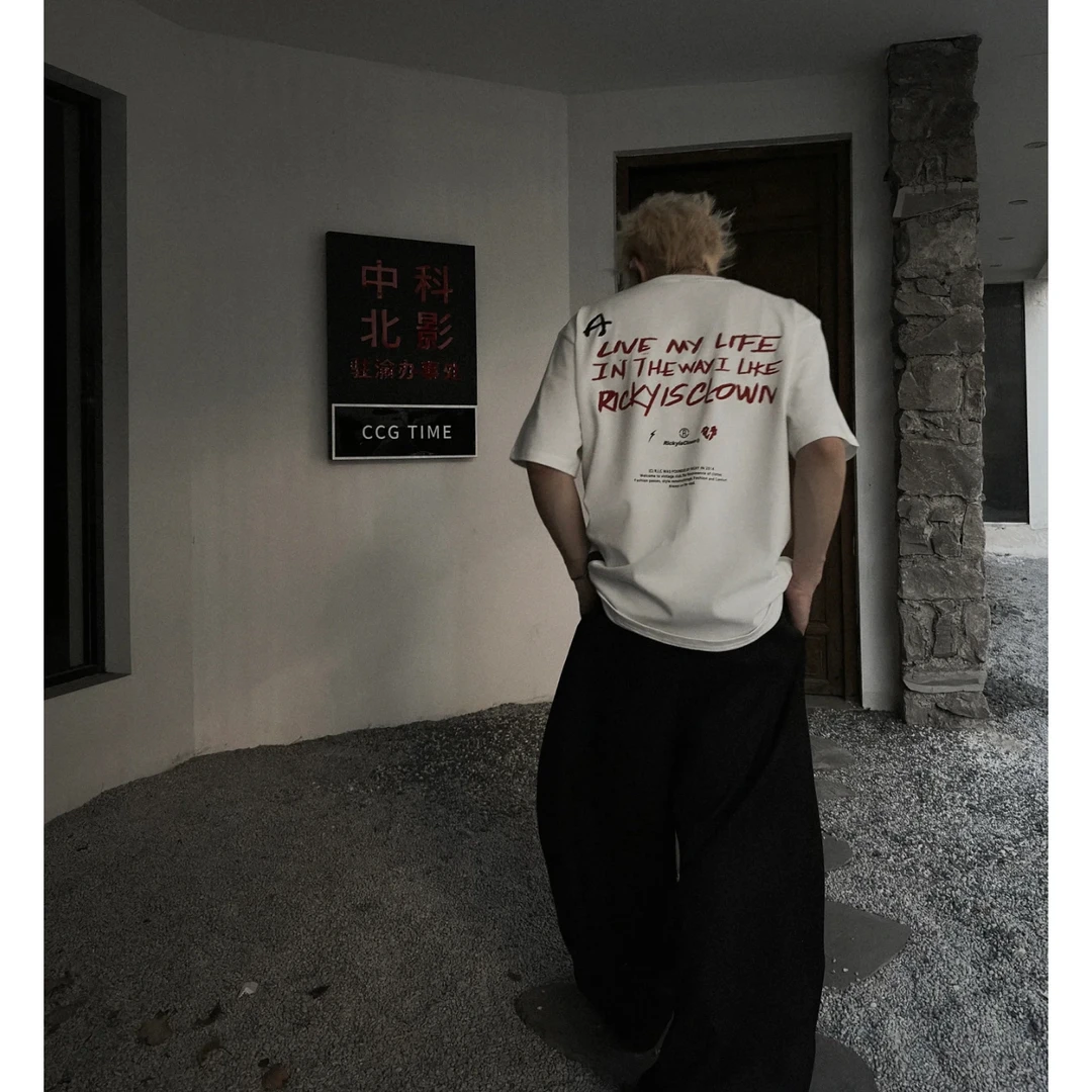 A10#在售1张的黑胶短袖美式高街宽松情侣装纯棉半袖