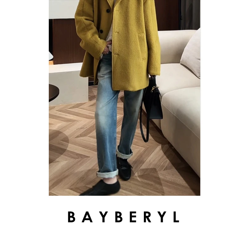 BAYBERYL老贝小高光牛仔*加绒蓝水洗百搭冬牛仔裤NZK5J2101-11/9