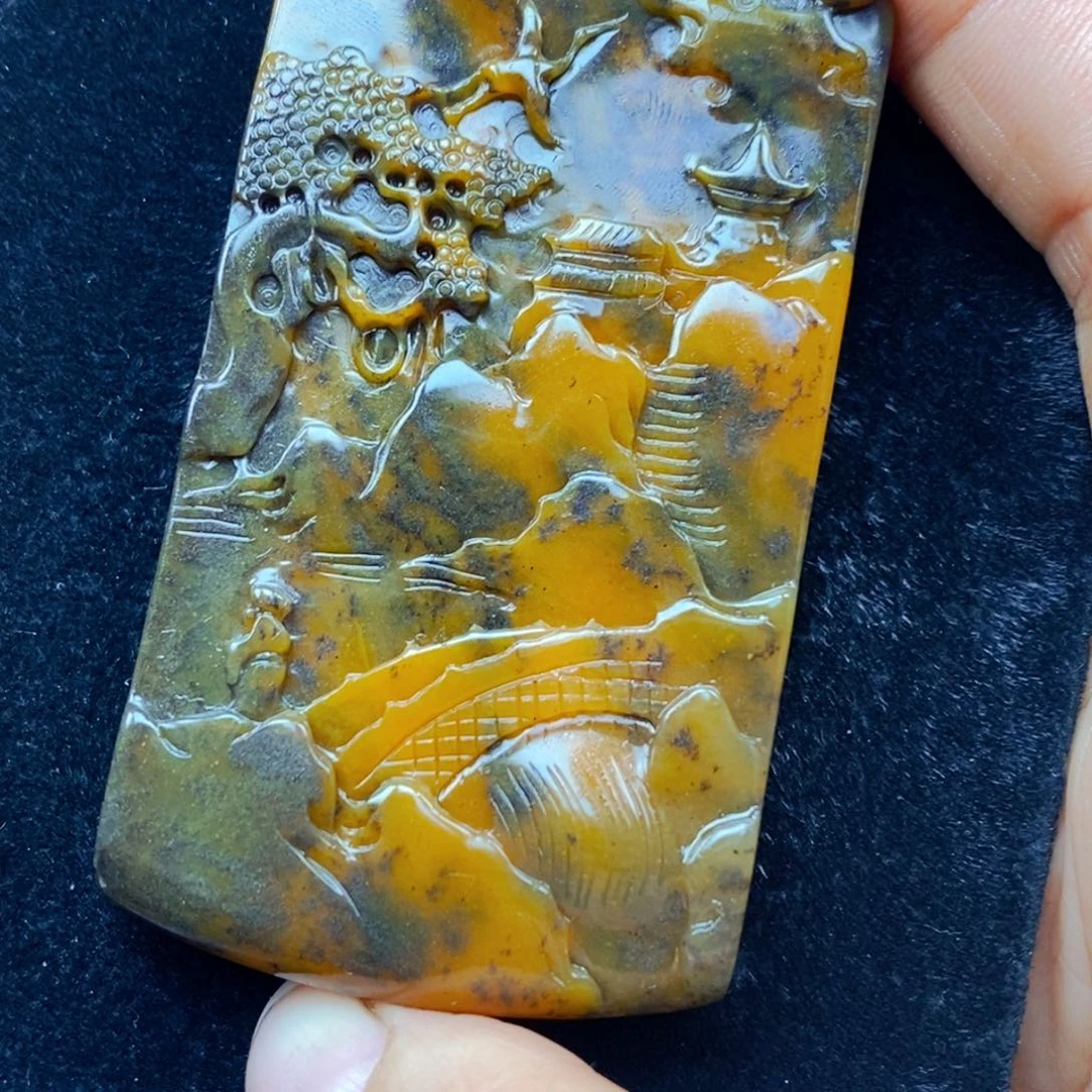钛钢石英质玉（黄龙玉）吊坠(不含链)