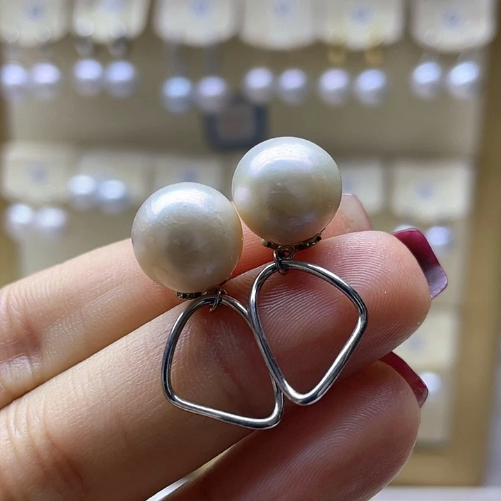 淡水珍珠耳饰银S925镶嵌