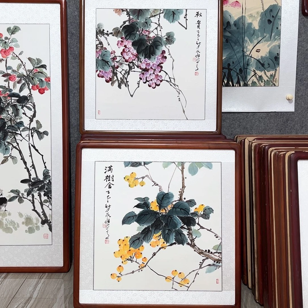 国画书画作品带框63×63