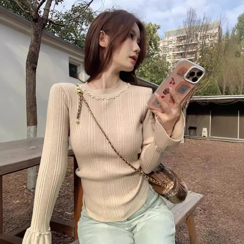 网红时尚秋冬显瘦百搭洋气上衣打底衫毛衣针织衫 女2025年秋冬