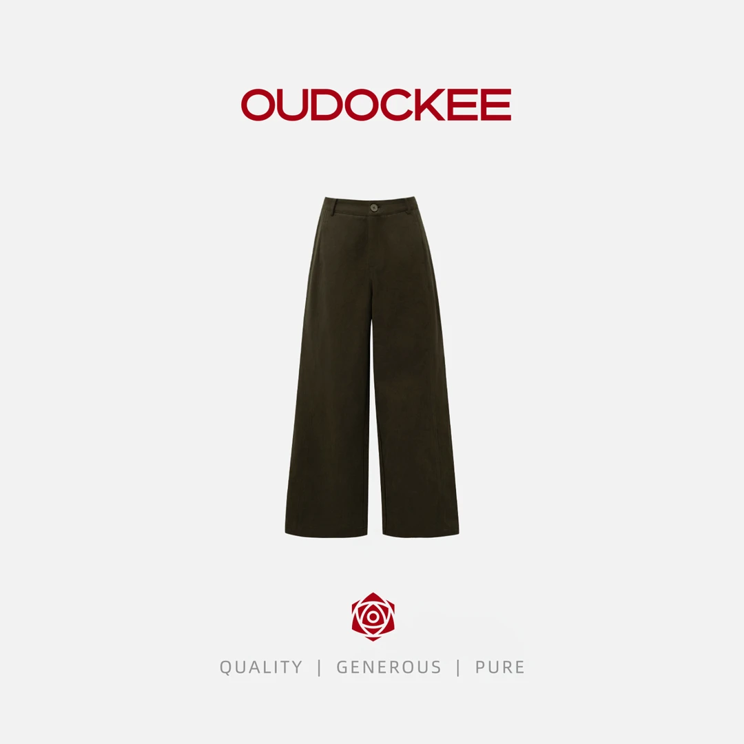 OUDOCKEE 鸥鸥【100棉】军绿 高腰显腿长百搭休闲裤 K2503X551T