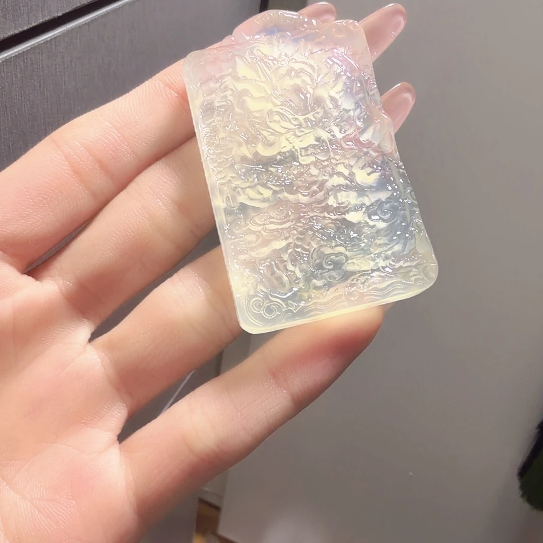 岫玉未镶嵌龙牌手工双面