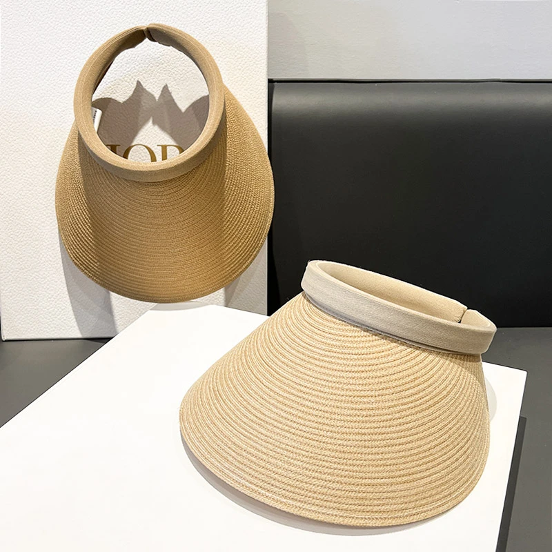 Miss both草编大檐遮阳空顶帽子女夏天防晒度假发箍帽鸭舌太阳帽