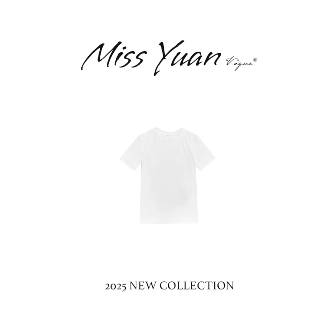 M.Y. 媛总 2025夏季新款T恤气质百搭上衣1LY3583D（白色）