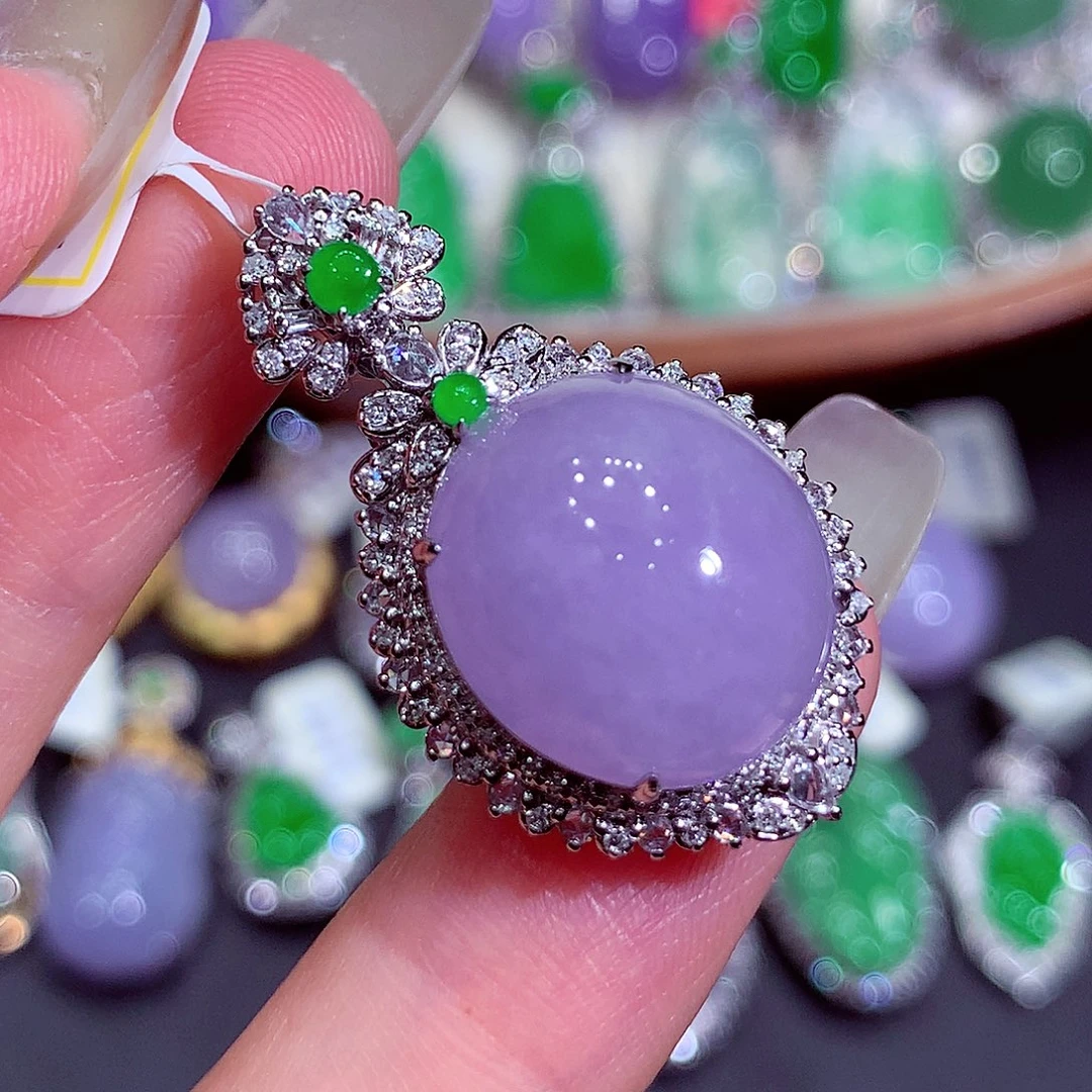 翡翠18K金镶嵌吊坠(不含链)