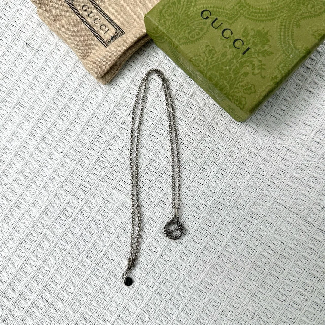 95新 GUCCI/古驰 双G互扣做旧项链/12190
