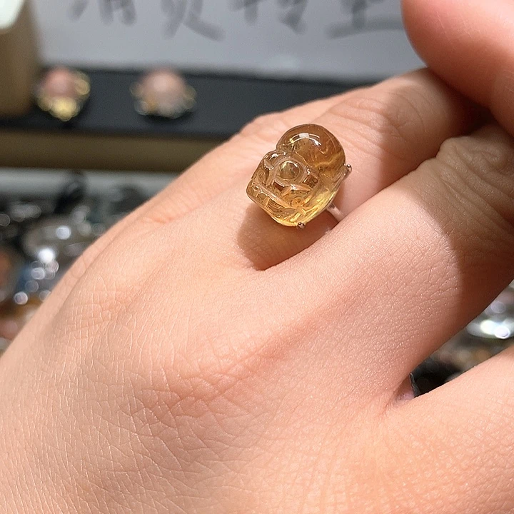 水晶戒指银S925镶嵌水晶