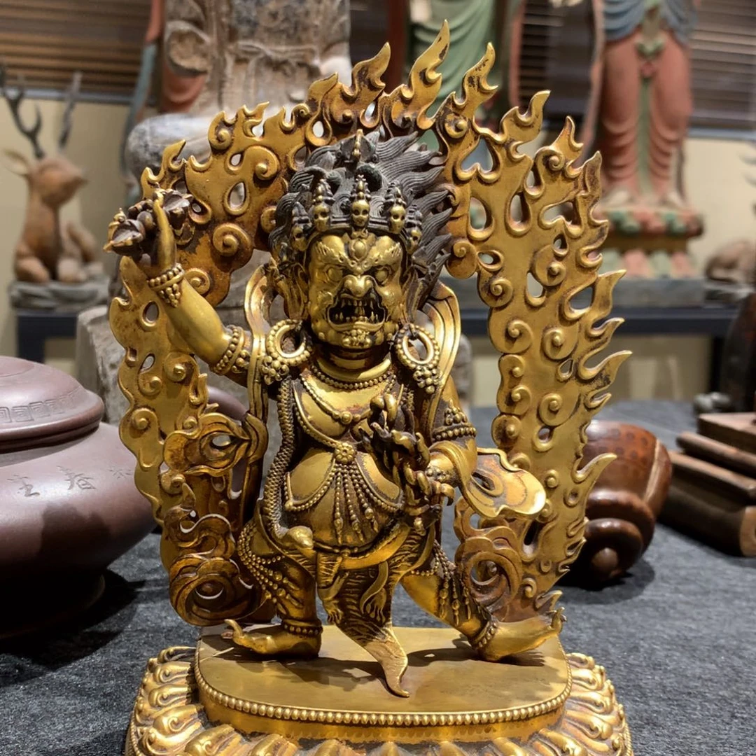 冬***光木不包邮 紫铜鎏金摆件高16.7厘米重1460克