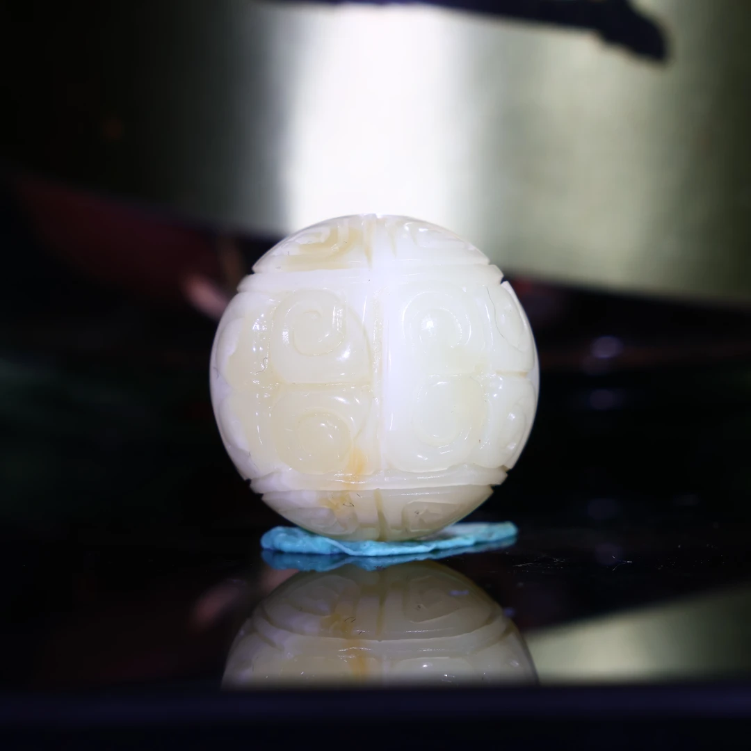 16m回纹圆珠天然原矿一物一图满蜜金白花顶珠子单株蜜蜡配饰-A285