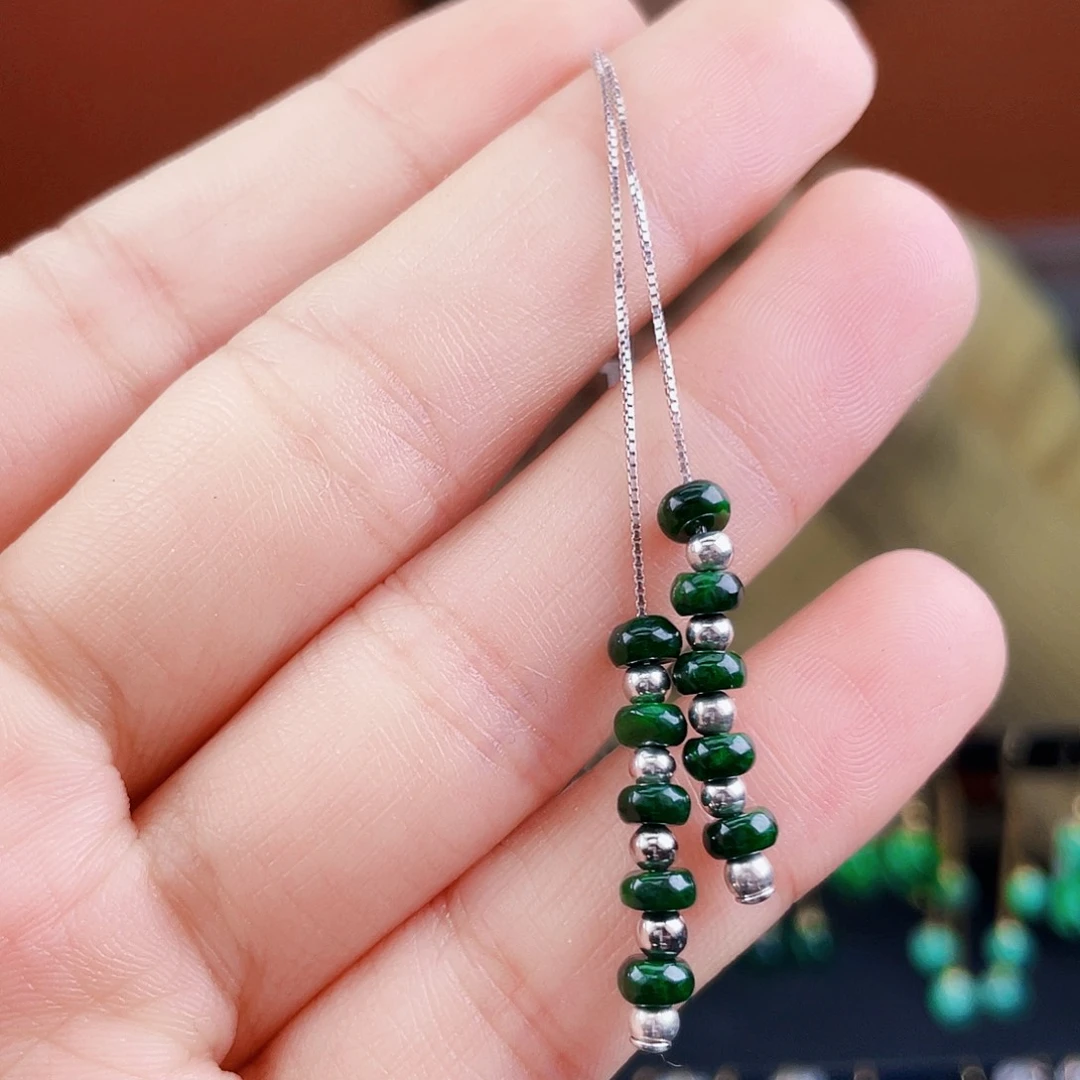 翡翠银S925镶嵌耳饰