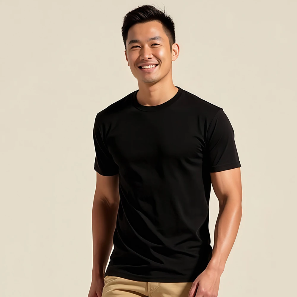 重磅长绒棉短袖圆领纯色休闲舒适百搭短t新款夏季透气修身