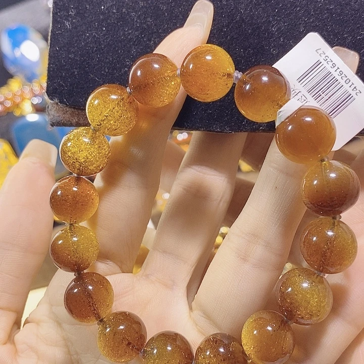 蓝珀未镶嵌珠宝奇石墨西哥红蓝金沙手串12