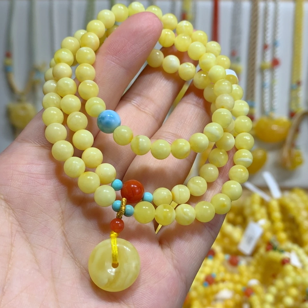 未镶嵌蜜蜡手链6.2mm