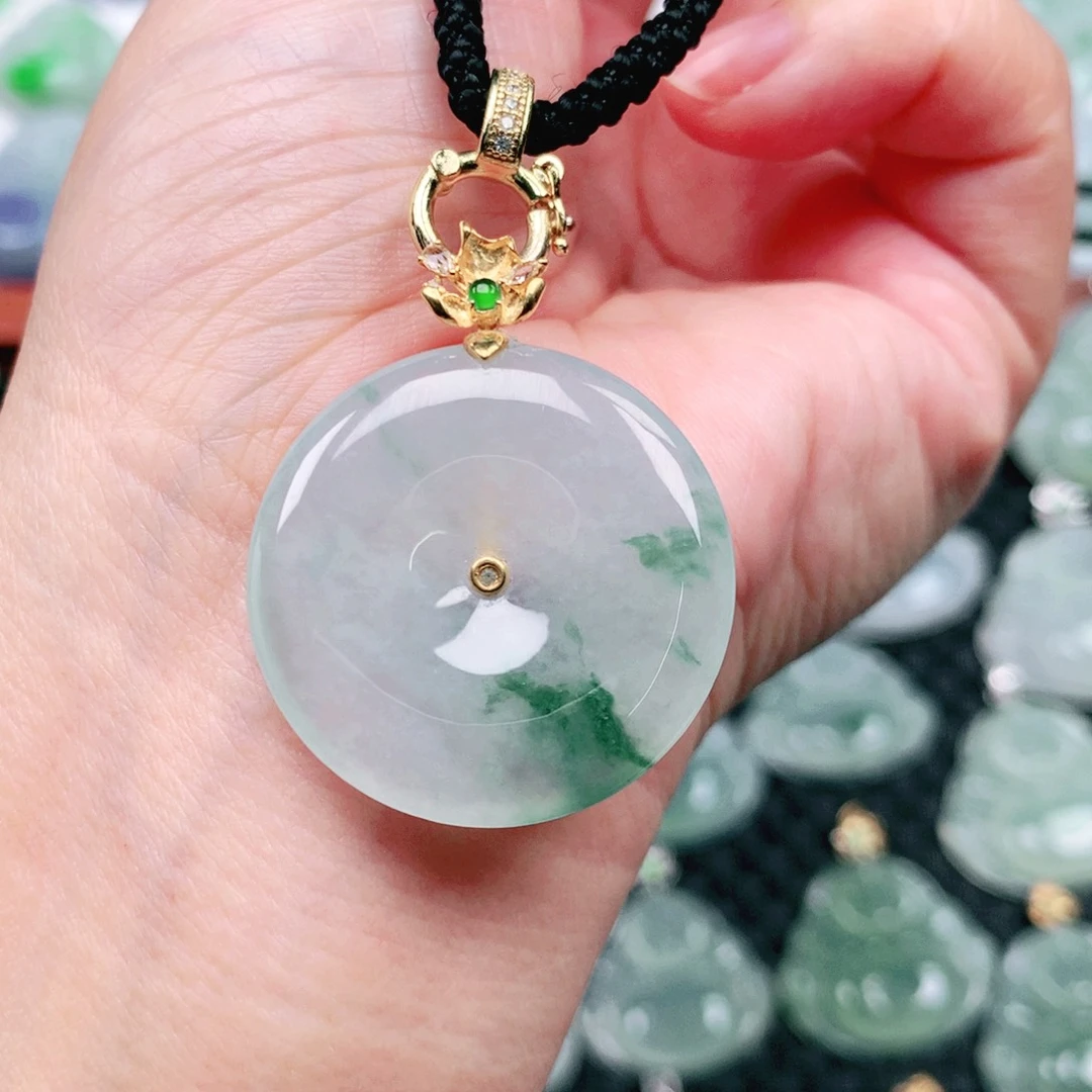 翡翠吊坠(不含链)18K金镶嵌