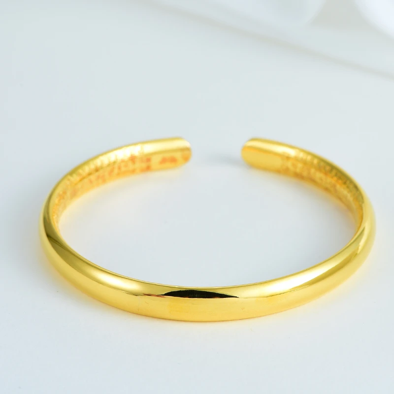 足银手镯 亮面光面泥鳅背开口心经手镯