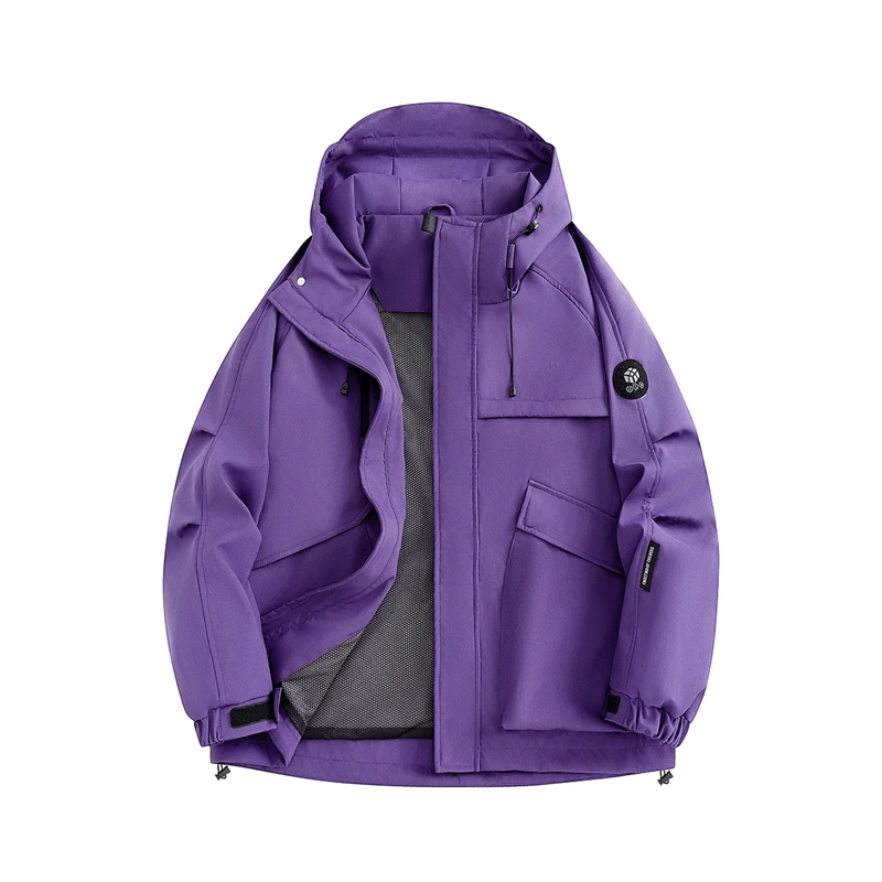 25年秋季新款户外情侣防水夹克多口袋拉链连帽时尚外套