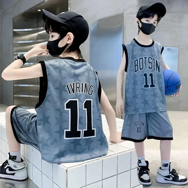 男童篮球服套装夏季儿童速干运动两件套中大童男孩无袖背心套装
