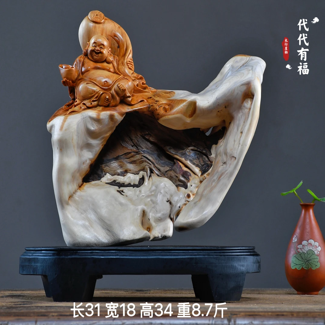 太行崖柏根雕摆件寿星弥勒佛达摩财神观音天然随型木雕雕件工艺品