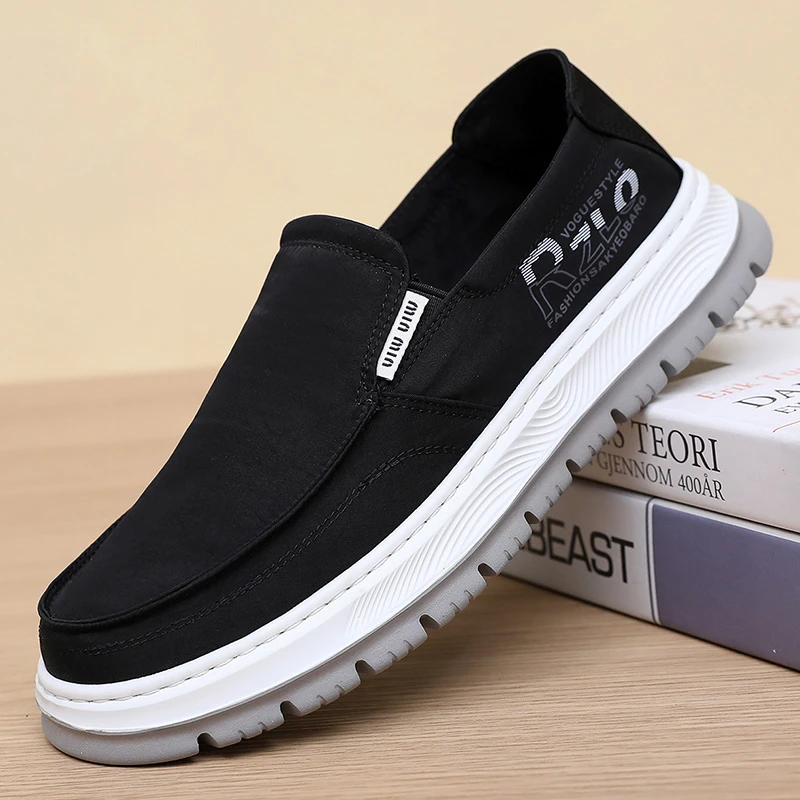 老北京布鞋男新款春秋透气速干布厚底一脚蹬防滑软底休闲爸爸鞋