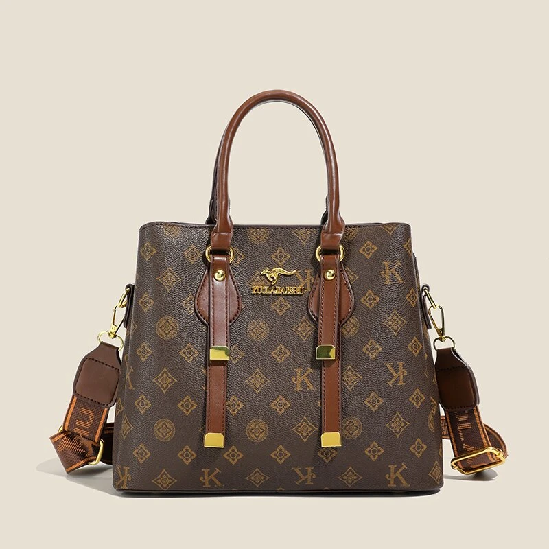 新款时尚简约单肩斜挎包68831浅棕色