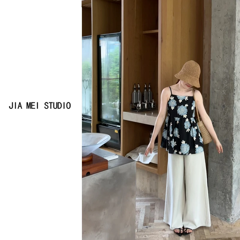 C141韩系重工刺绣花朵吊带背心女2025夏季新款宽松显瘦无袖上衣潮