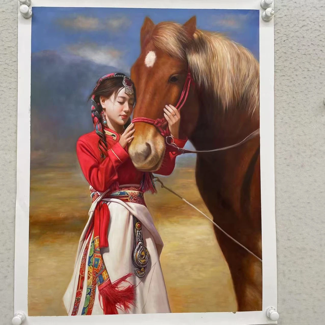 林彦新 ***楼兰 - **马 -75*100厘米-手绘油画-麻布