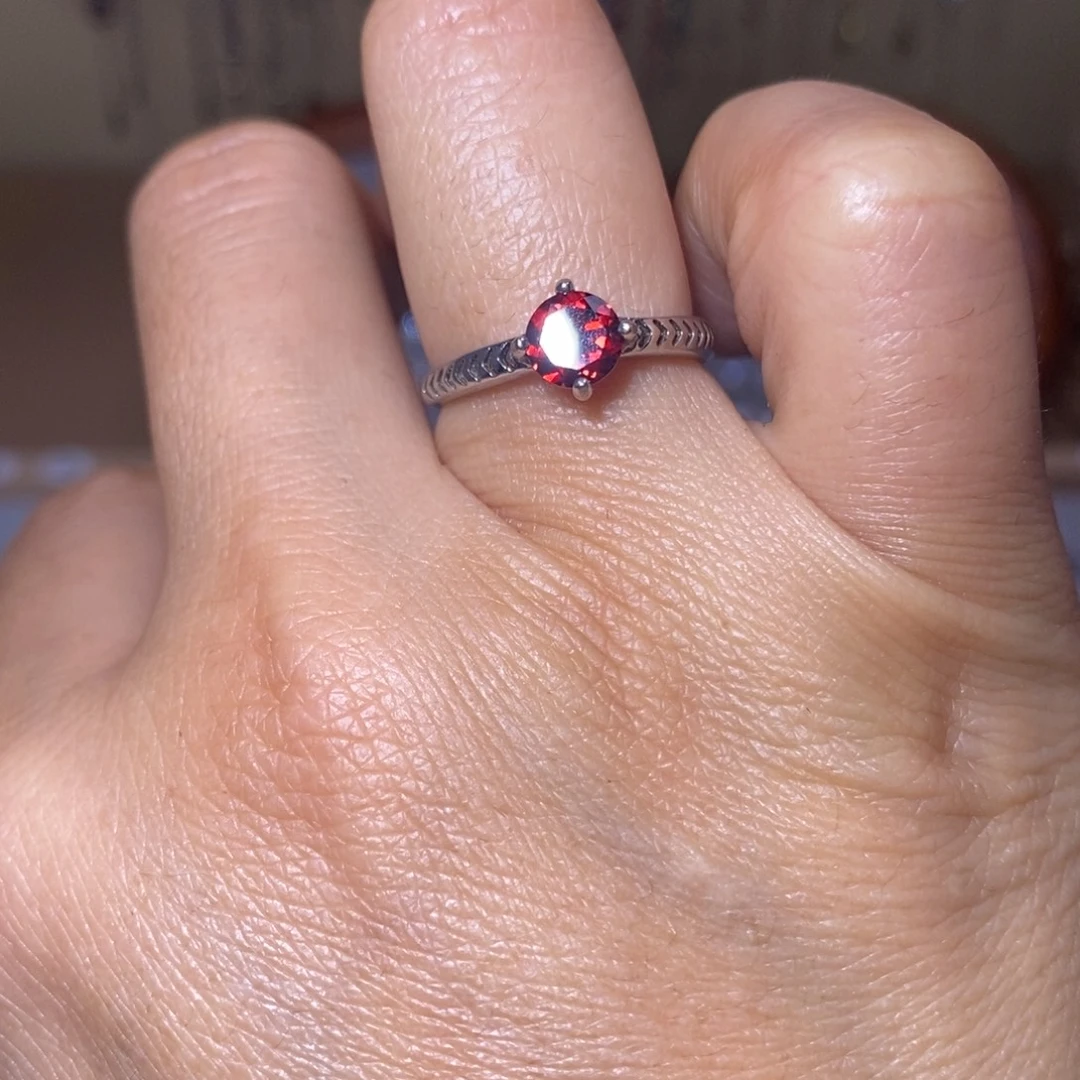 石榴石戒指银S925镶嵌1235