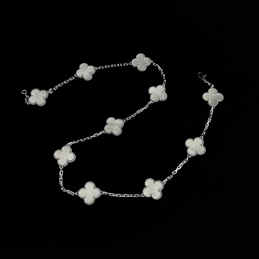 安朵朵18K金镶嵌贝壳贝母时尚精美四叶草十花款式项链套链