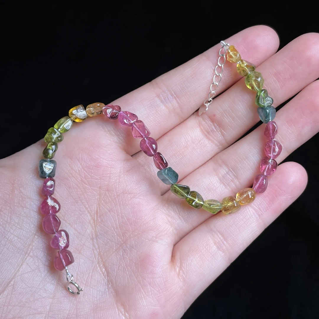 【玉总珠宝】925银碧玺随形手链串贵气礼物多样性发一CAN3310037