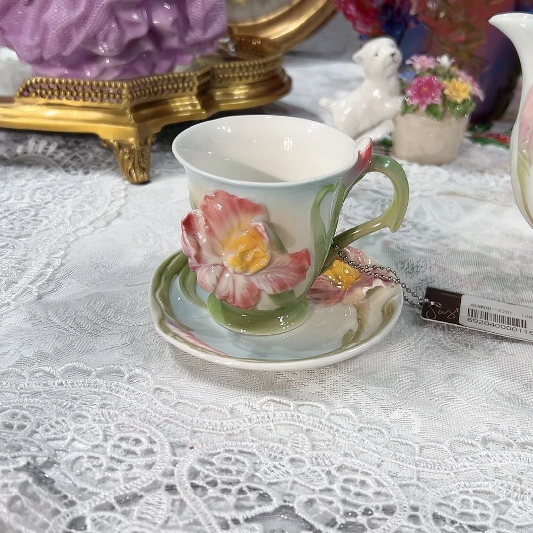 陶瓷0116出口鸢尾花杯碟