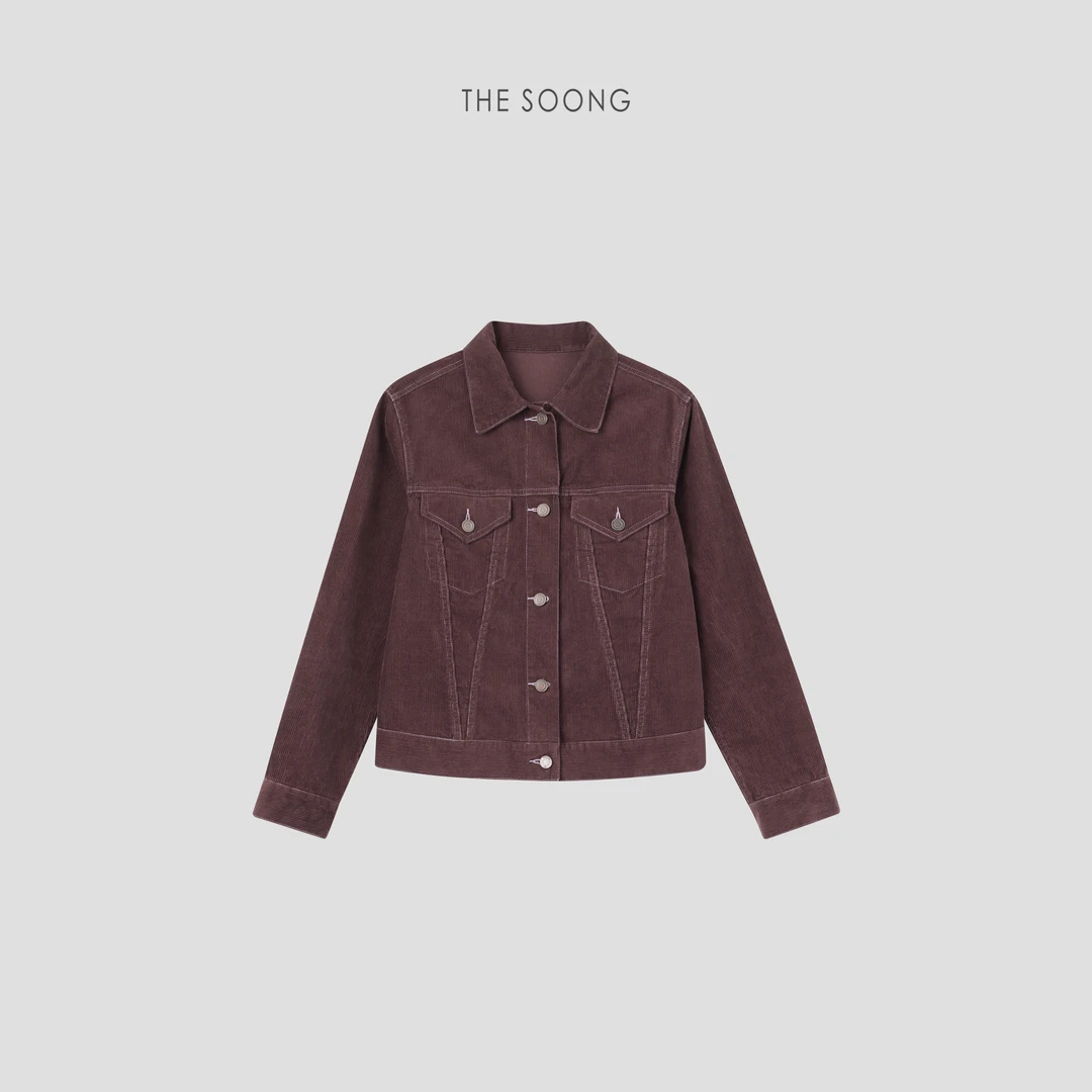 THESOONG|"巴黎信笺"100%棉织翻领灯芯绒外套HDWT5047