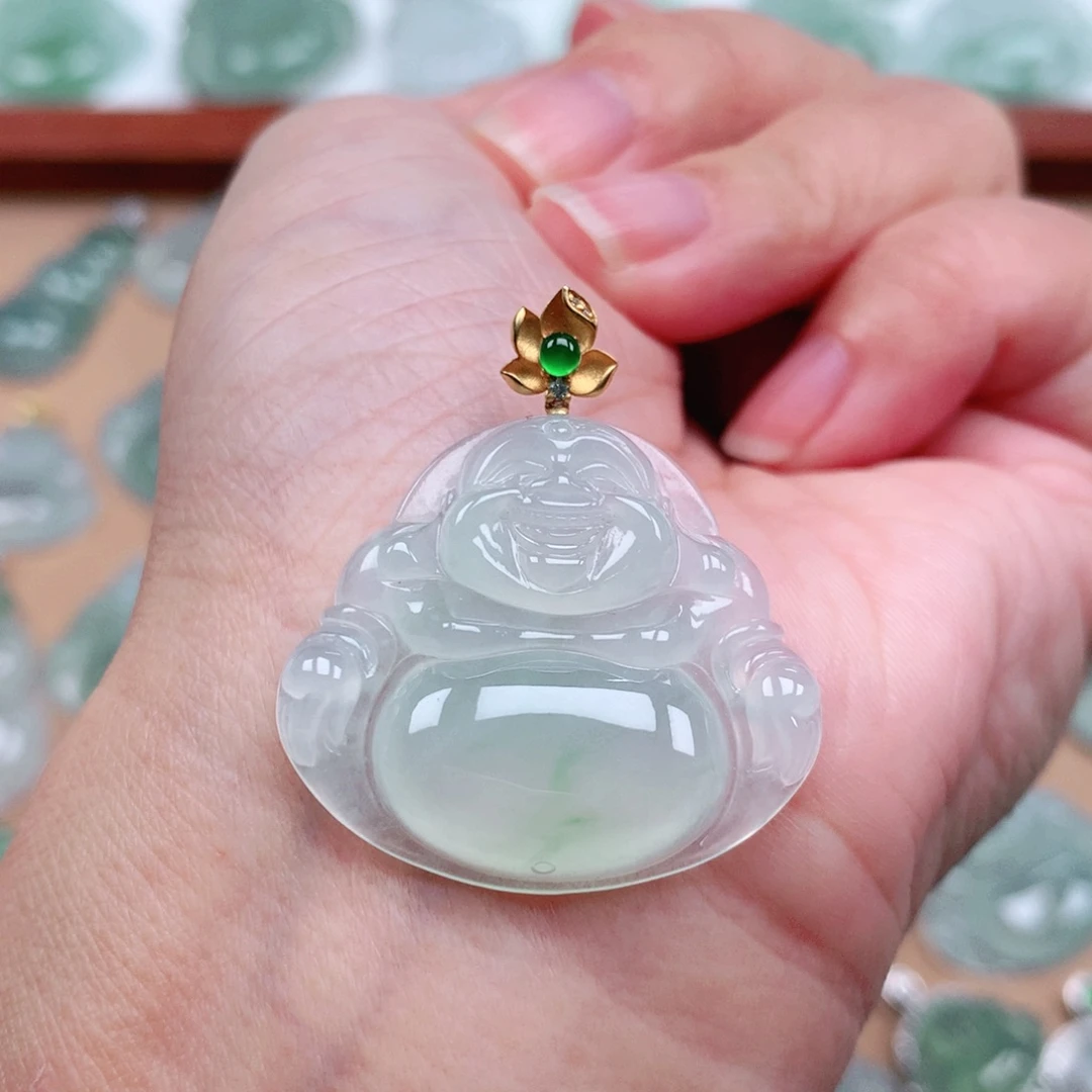 翡翠18K金镶嵌吊坠(不含链)