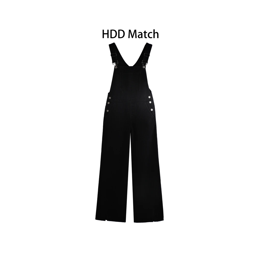 HDD- "梦 境" 棉 少女风开衩设计宽松百搭背带牛仔裤  Y8378