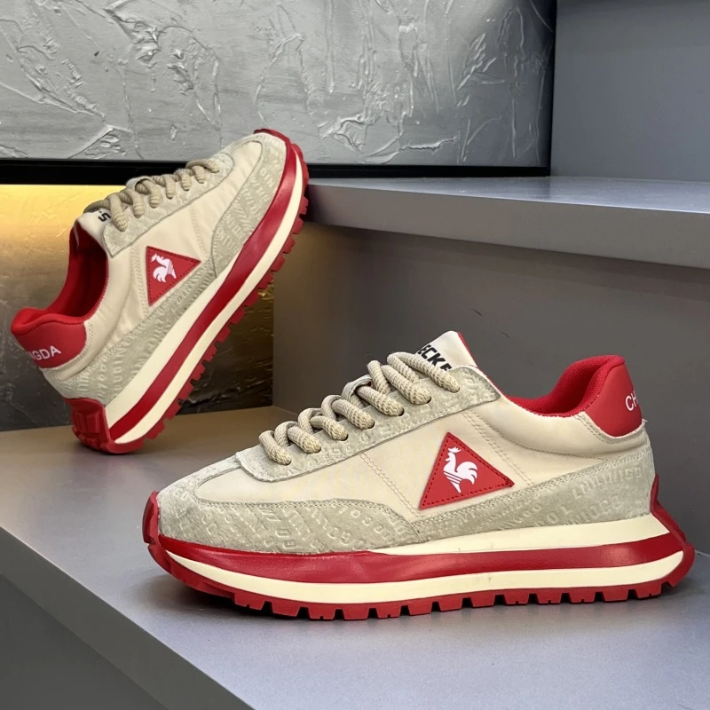 【米兰设计师】欧洲站男鞋夏季布面透气系带百搭时尚厚底阿甘鞋运