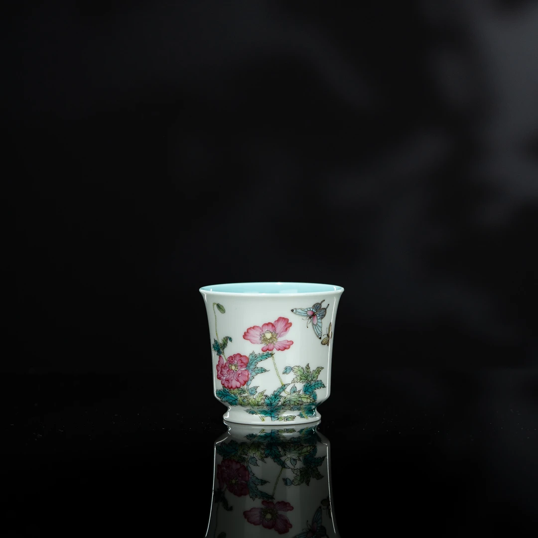 溢珍堂 虞美人马蹄杯100cc 瓷器茶周边茶具