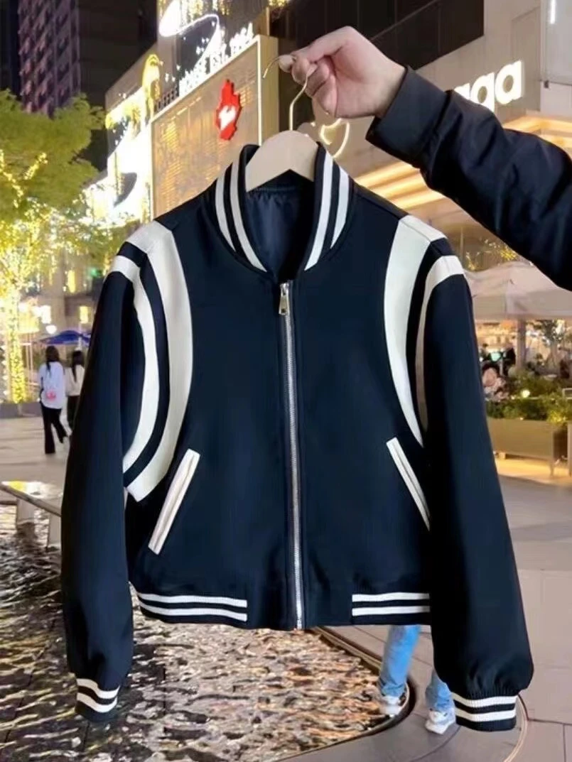 撞色棒球服外套女2024春秋季新款高级感小个子时尚短款夹克上衣潮