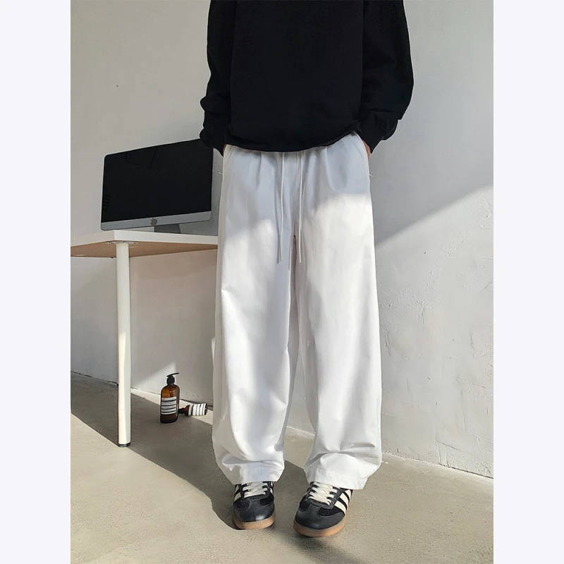 白色休闲裤夏季裤子男士春夏轮廓型堆堆裤直筒运动裤宽松百搭长裤