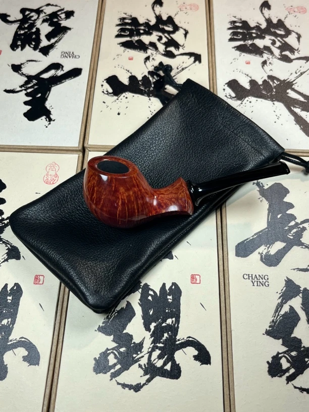 長缨烟斗.光面河豚鱼瘤皮石楠木烟斗