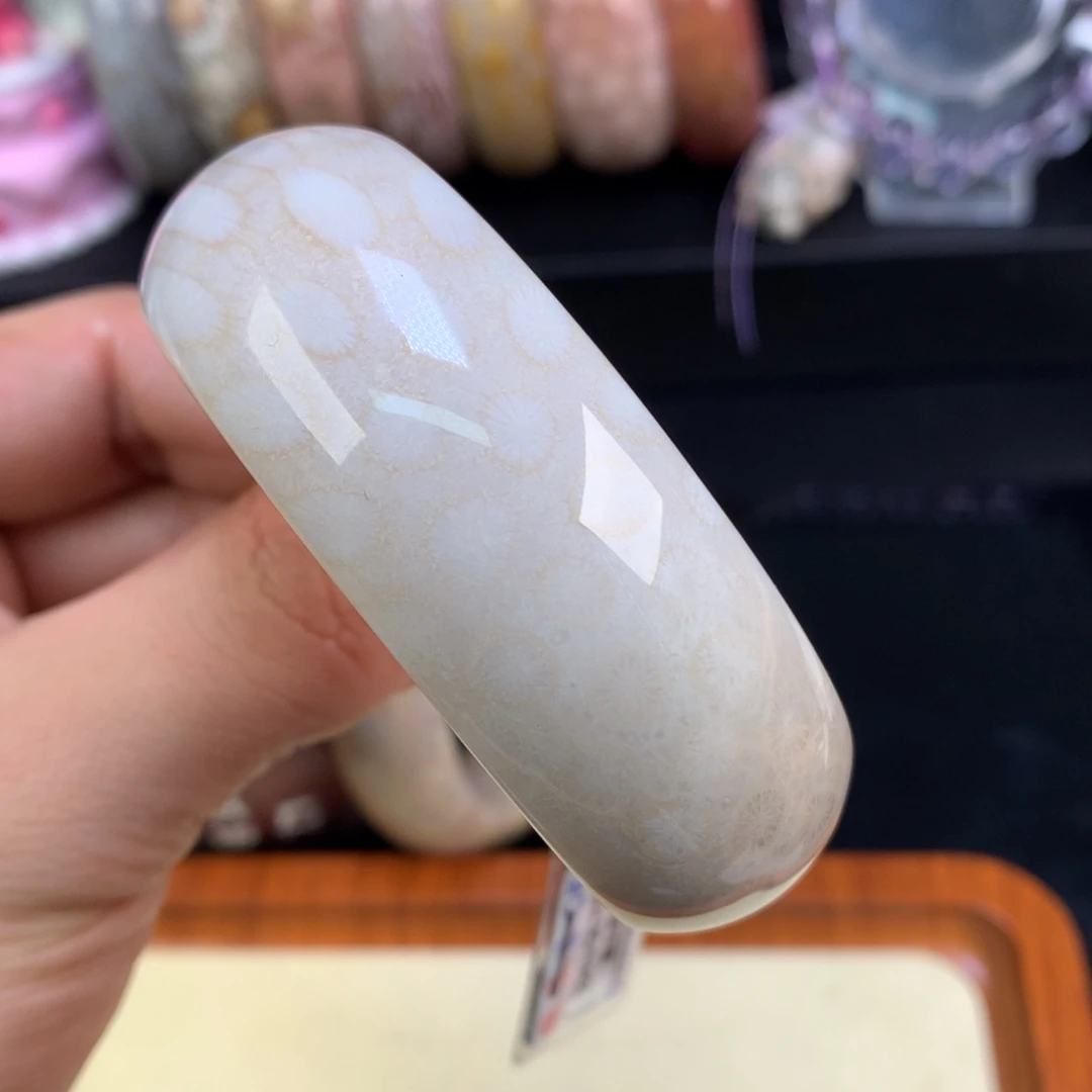 硅化珊瑚（珊瑚玉）未镶嵌颈饰61号55.9圈奶白冰