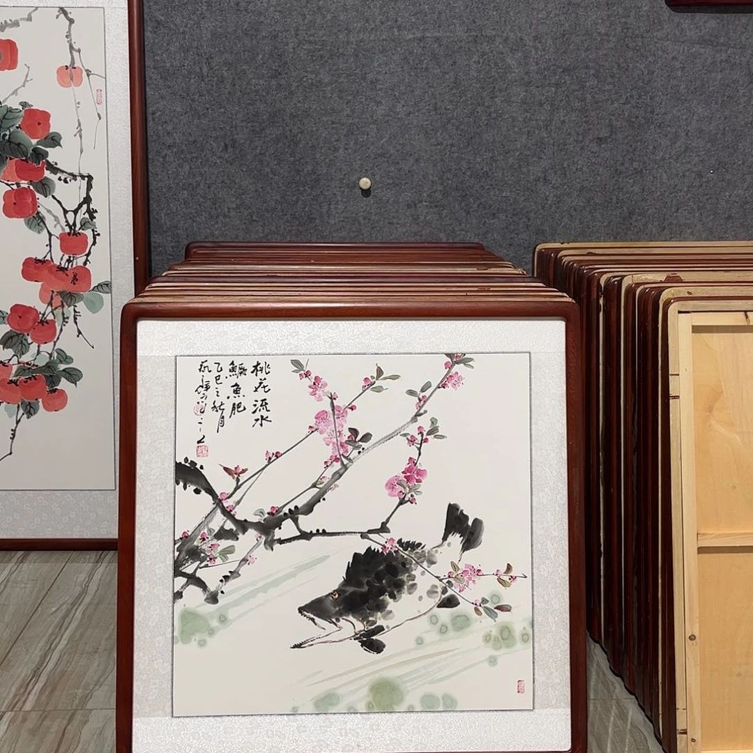 国画书画作品带框63×63