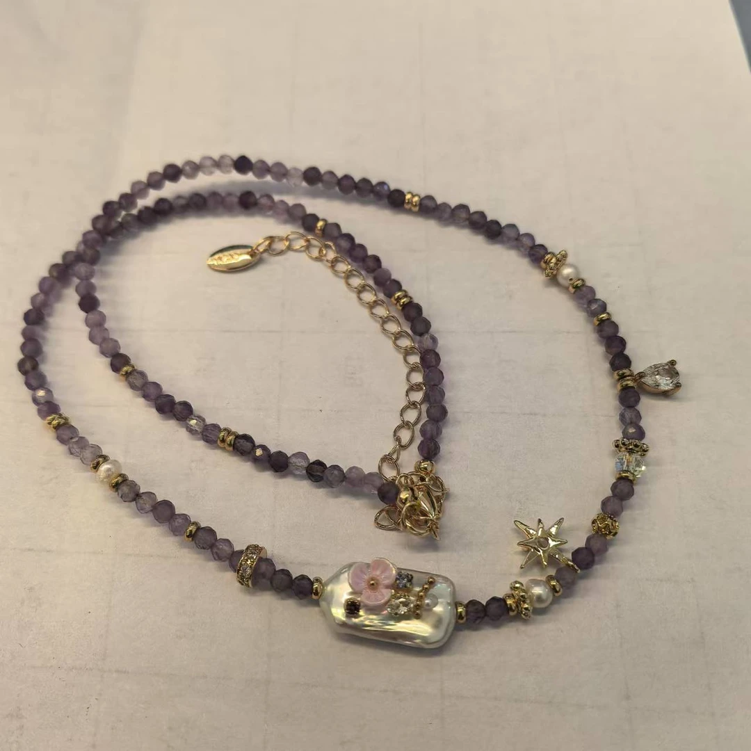 合金莫桑石项链 小众百搭设计感时尚个性冷淡风项10706-01