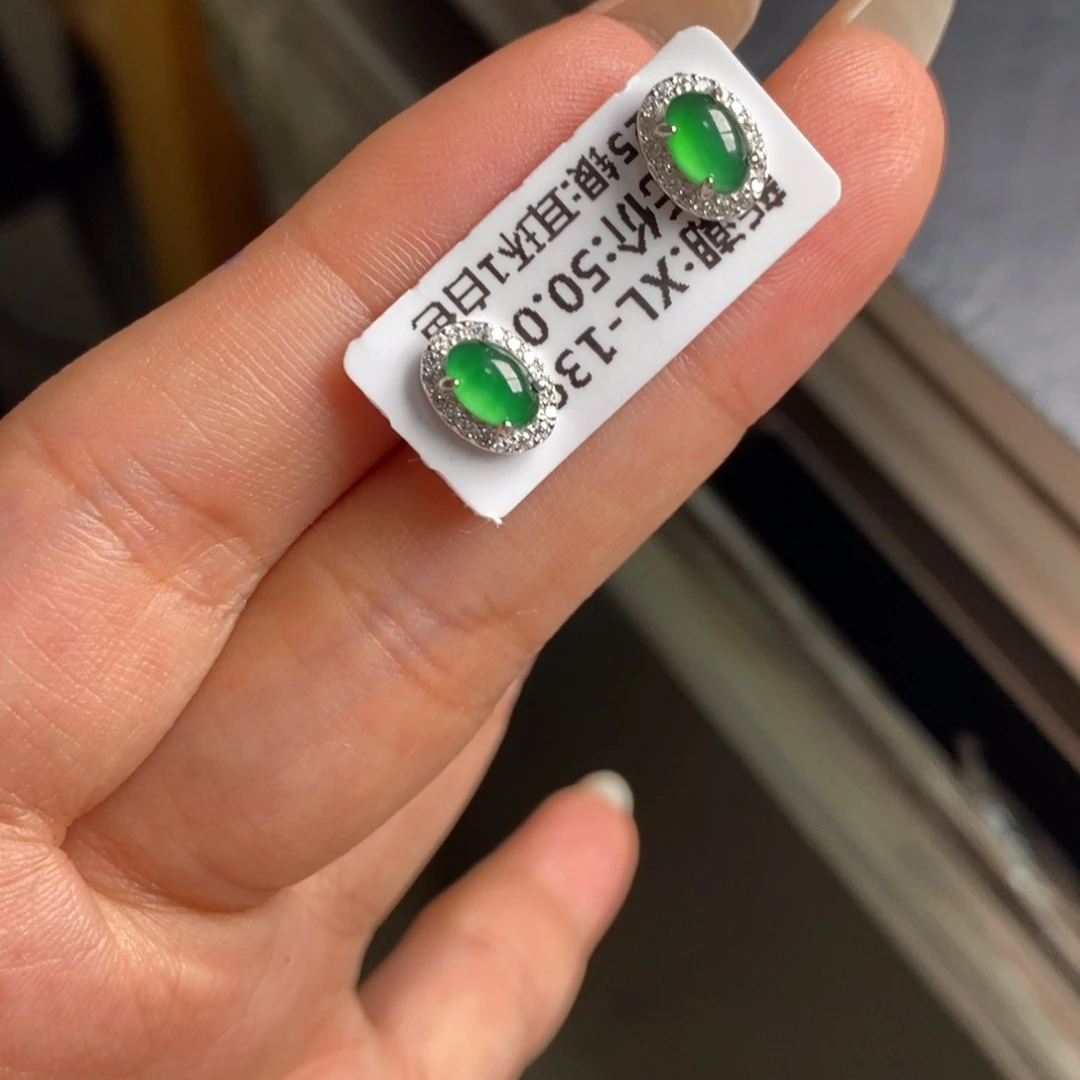 翡翠银S925镶嵌戒指天然翡翠