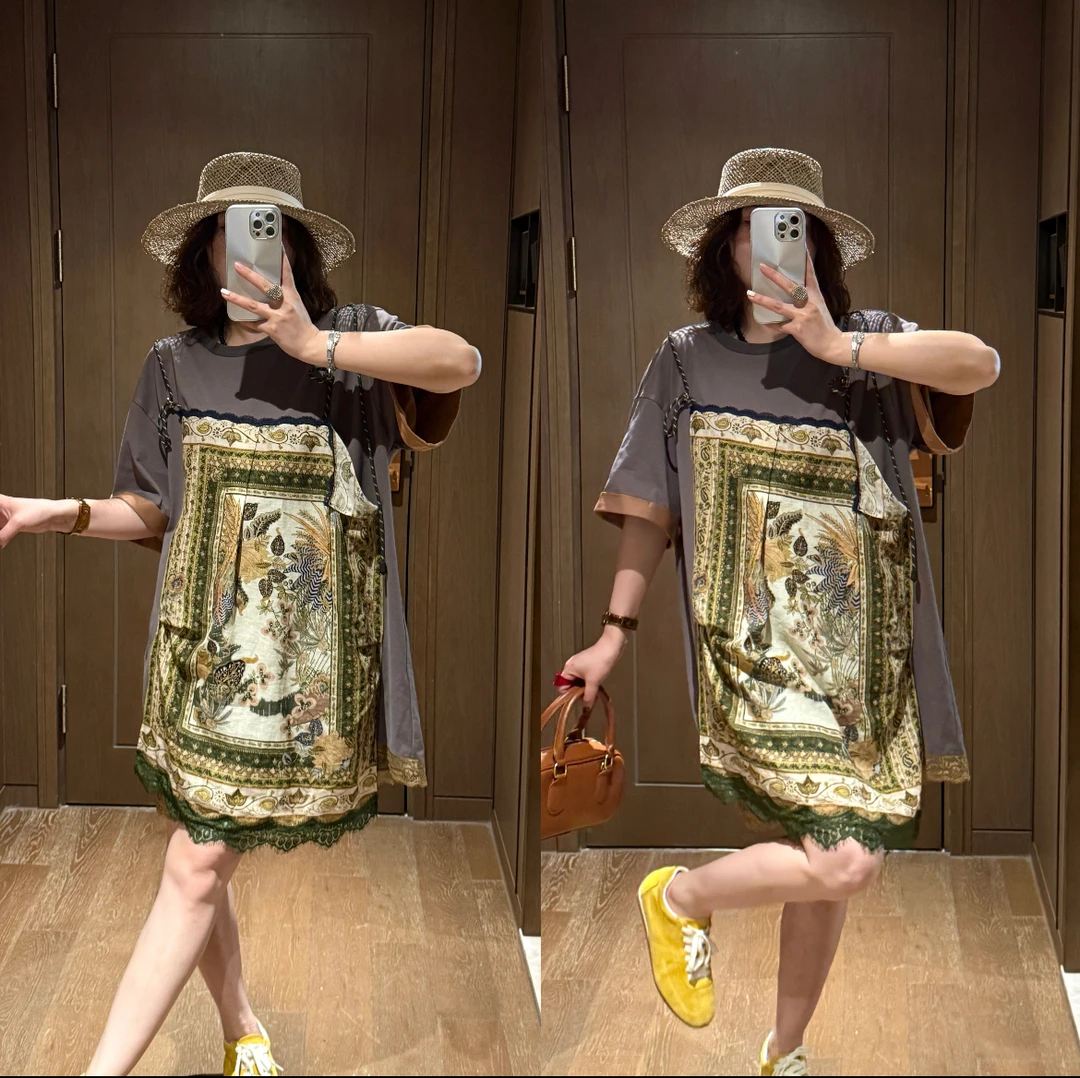 YDFSTUDIO小众【西西里岛】高品定制假两件重工撞色拼接设计连衣裙