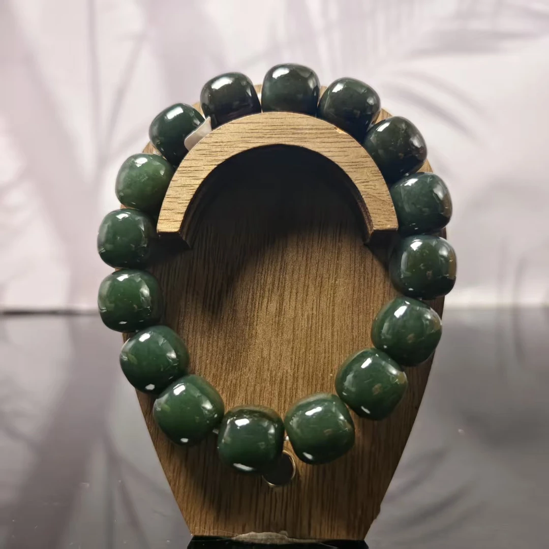 Q和田玉且末桶珠手串（卡14 ）0625